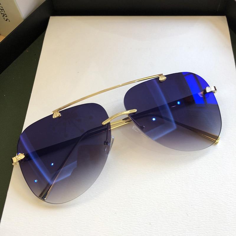 Metal Rimless Sunglasses for Men and Woman  Mirror Fashion  Trendy Pilot  Sun Glasses UV Protector Gradient Eyewear - SJB-DIAMOND ELITES