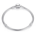 Luxury Modern High Quality Authentic Silver Color Snake Chain Fine Bracelet Fit European Charm Bracelet for Women With Heart and Star - SJB-DIAMOND ELITES