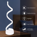 LED Spiral Table Lamp Modern Curved Desk Bedside Lamp Dim able Warm White Light For Living Room And Bedroom - SJB-DIAMOND ELITES