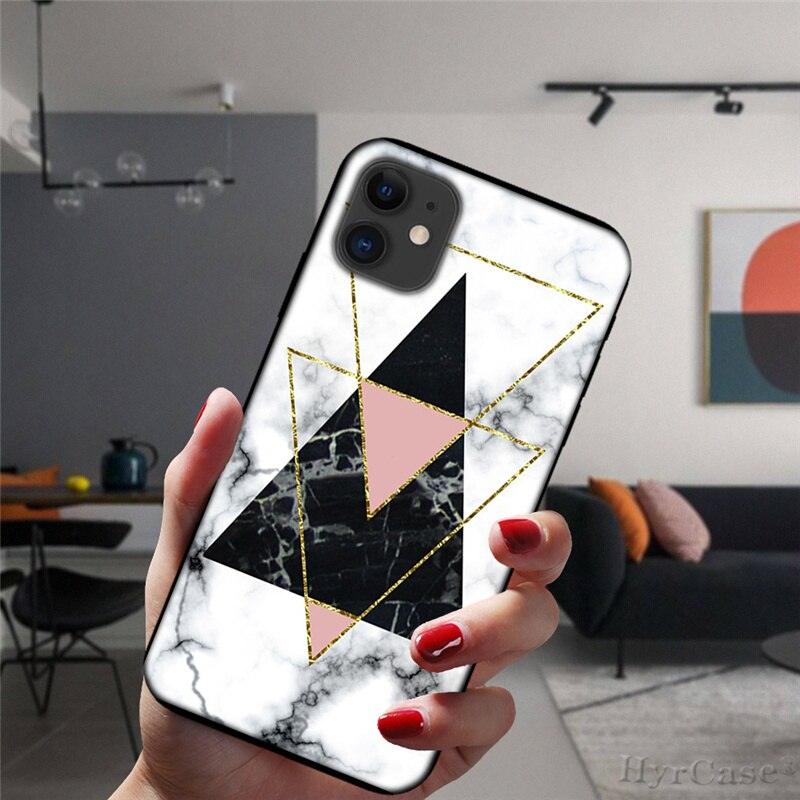 Unique Abstract Ultra Thin Sparkle Soft Silicone Case For iPhone XS Max 8 7 Plus X XR 6 6S 5S Mini Black Phone Case Marble Geometric Art Soft Silicone Cover Stevvex