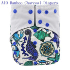 Newborn Cloth Diaper Sewed in Charcoal Bamboo Insert and Suede Pocket Diapers Waterproof Baby Nappies Design for Baby