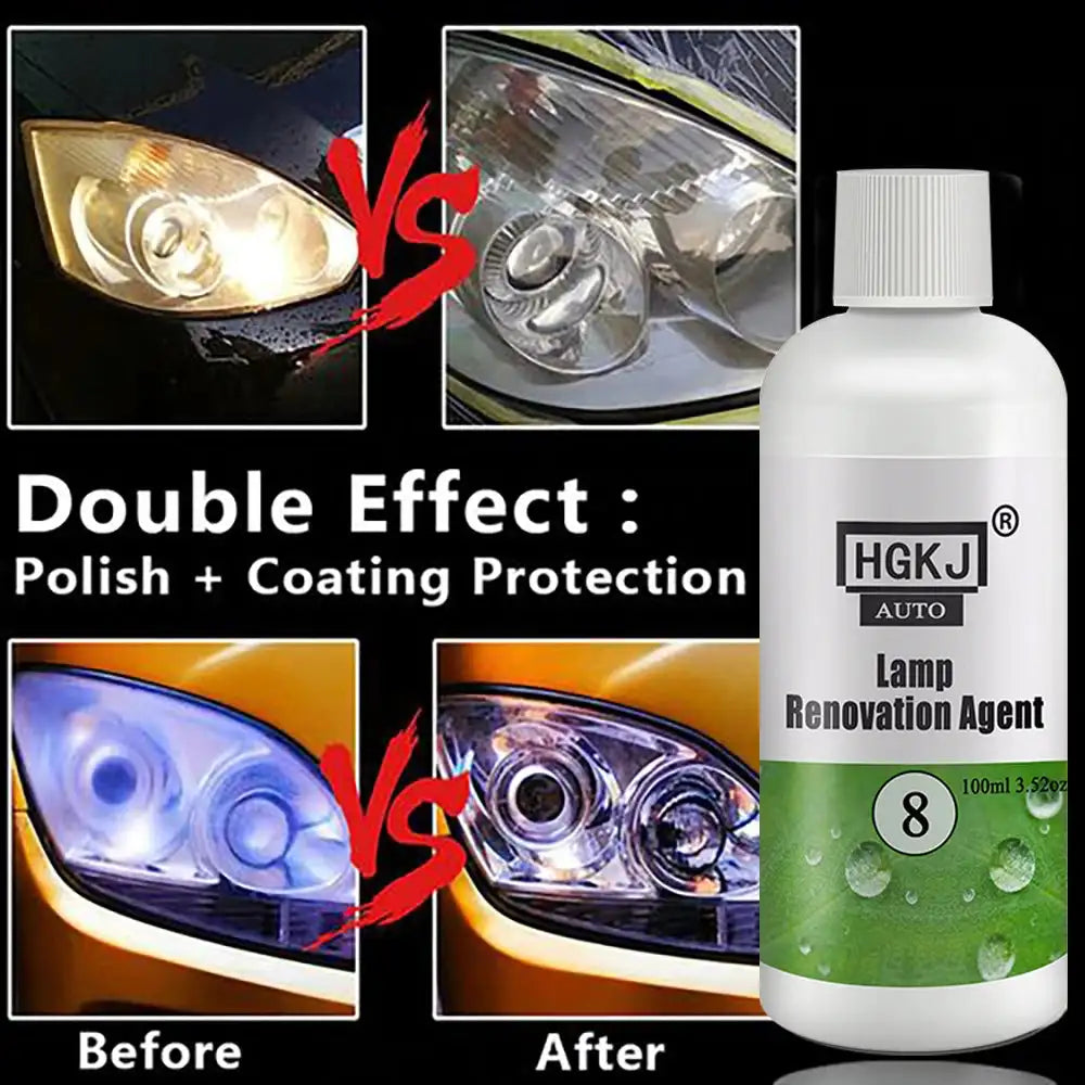 HGKJ 8 Lamp Renovation Agent Auto Headlight Headlamp Polish Restoration Kit Long Lasting Protection Oxidation Liquid for Car