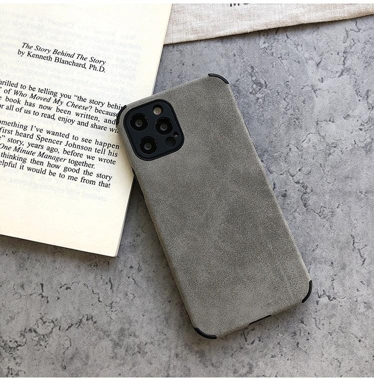 Elegant Black Green Leather Phone Case For iPhone 13 12 11 Pro Max Mini Business Soft Shockproof Back Cover Leather Case for iPhone Durable Lightweight Shockproof Slim Back Cover Compatible with iPhone Stevvex