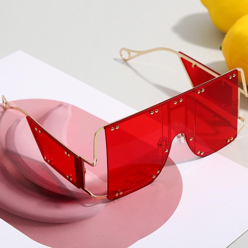 Luxury Modern NEW Fashion Square  Oversized and Big Frame Woman and Ladies SunglasseBrand Metal Rivet Trend Unique Female Eyewear Wth UV 400 Protection - SJB-DIAMOND ELITES