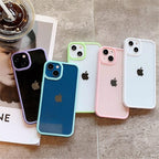 Unisex Cute Shockproof Silicone Bumper Phone Case For iPhone 14 11 12 13 Pro Max Colorful Transparent Protection Back Cover Silicone Protective Cover For iPhone Stevvex