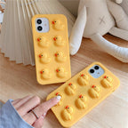 Cute Duck Pop Bubble Fidget Toys Soft Phone Case For Iphone 12 11 Pro Max 6 7 8 Plus Xr X Xs Max Se 2020 Relieve Stress Cover Stylish Unique Design Silicone Cover For Little Girls Boys Stevvex