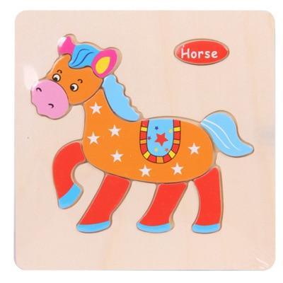 Baby Toys Wooden 3D Puzzle Cartoon Animal Intelligence Kids Educational Brain Teaser Children Tangram Shapes Learning - SJB-DIAMOND ELITES