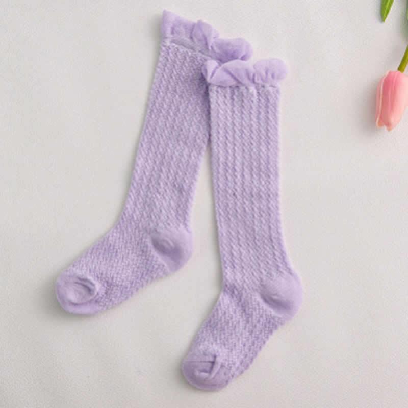Non-slip Cotton Princess Knee High Long Skin-friendly Socks With Bow Mesh Newborn For Baby Girls Stevvex
