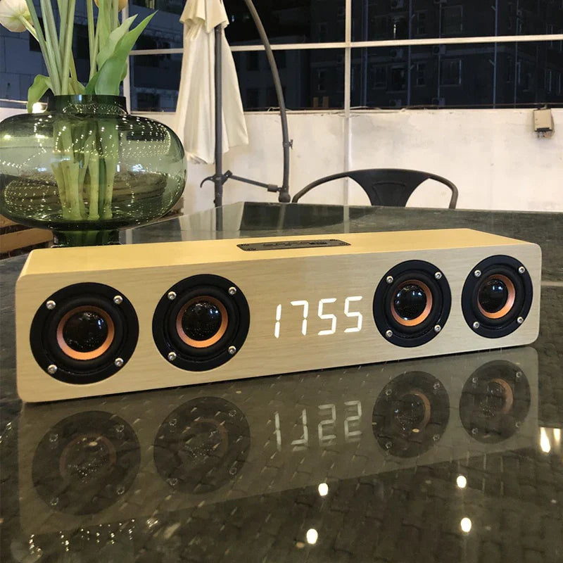 Wooden Bluetooth Speaker Portable Wireless Subwoofer Clock Soundbox Home Computer Echo Wall Soundbar HiFi Stereo TF AUX U Disk Lootquake LLC