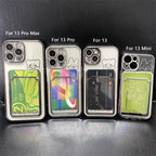 Ultra-light Transparent Photo Card Pocket Wallet Case For iPhone 13 11 12 14 Pro Max XS XR X 8 7 6S Plus Plating Cute Bear Rabbit Soft Phone Cover Cute Case with Card Holder Soft Cover Stevvex