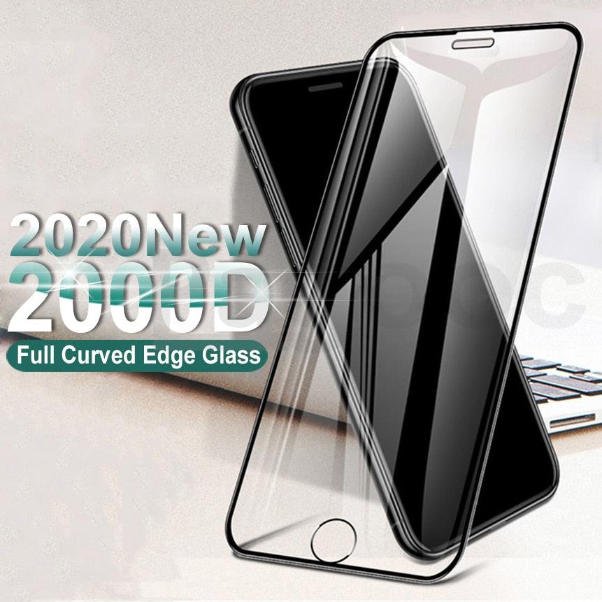 2000D Curved Edge Tempered Glass For iPhone SE 2020 6 6S 7 8 Plus Full Cover Glass on iPhone 11 Pro XS Max X XR Screen Protector Screen Protector No Side Bezel Easy Installation Frame 3X Stronger Screen Protector Stevvex