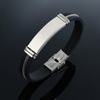 Stainless Steel Bracelet Men Wrist Band Black Grooved Rudder Silicone Mesh Link Insert Punk Wristband Stylish Casual Bangle Cool Gift - SJB-DIAMOND ELITES