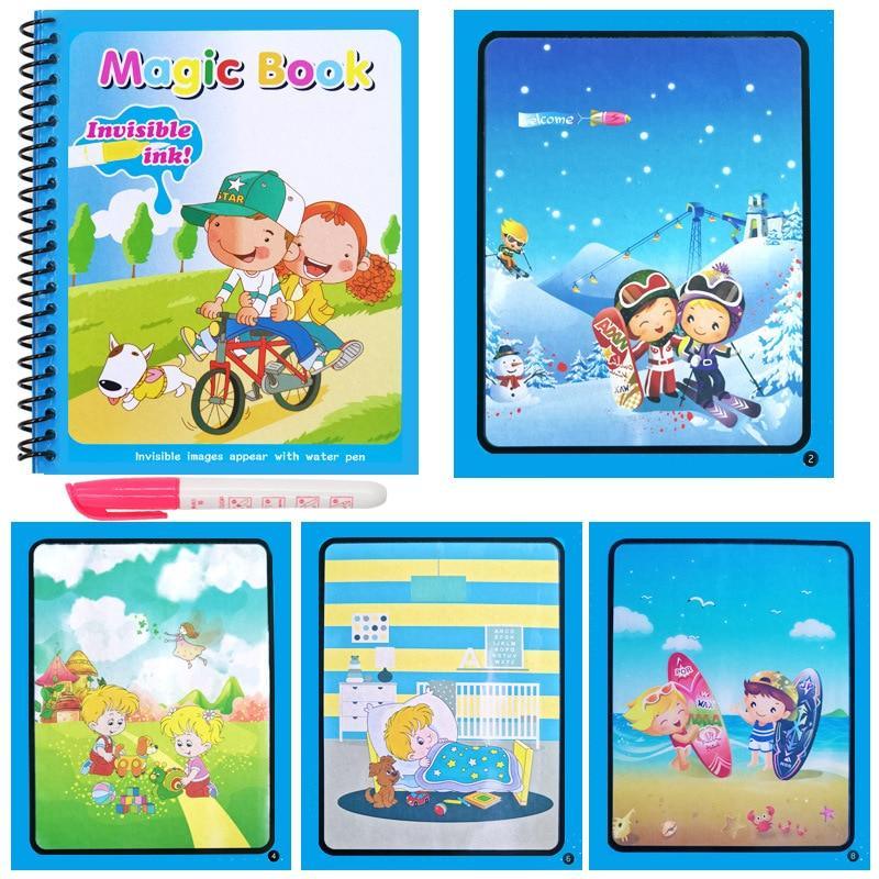 Early Education Montessori Painting Drawing Board For Kids Toys Coloring Book Doodle & Magic Pen Magic Water Drawing Book - SJB-DIAMOND ELITES