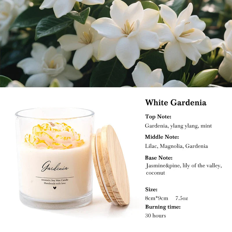 AIKUN Long-Lasting Aromatherapy Soy Wax Daisy Glass Jar Scented Candle with Essential Oils for Home Decor Gift Set Lootquake LLC