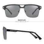 BARCUR Polarized Men’s Sunglasses – Fashionable Square Stainless Steel Frame UV400 Protection Anti-Reflective Outdoor Sports & Driving Eyewear – Original Design Casual Style with Premium Polycarbonate Lenses