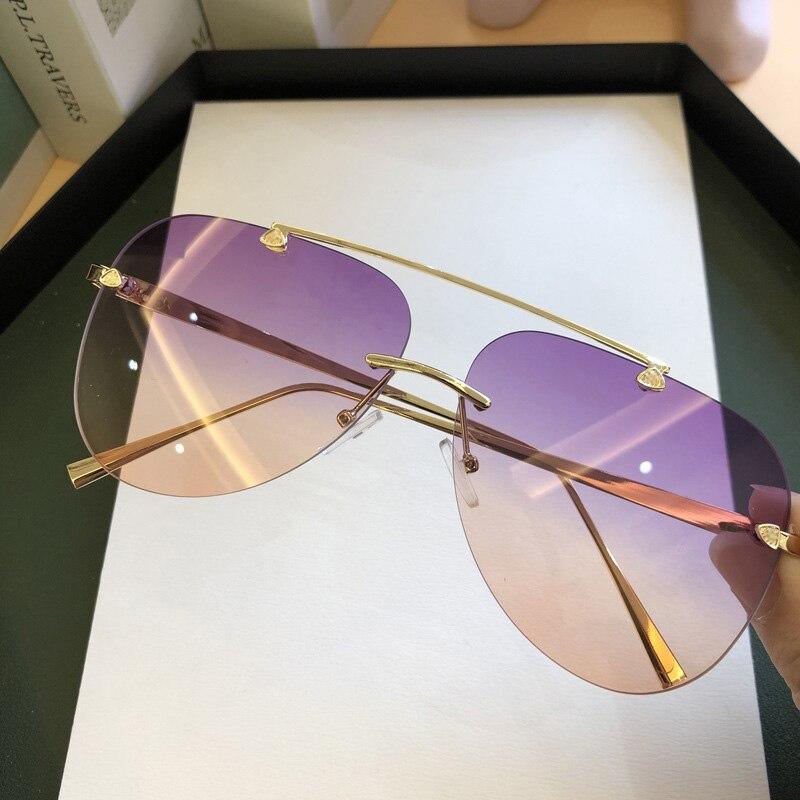 Metal Rimless Sunglasses for Men and Woman  Mirror Fashion  Trendy Pilot  Sun Glasses UV Protector Gradient Eyewear - SJB-DIAMOND ELITES