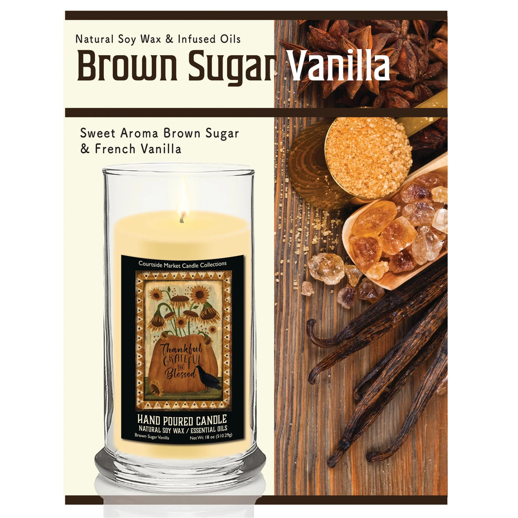 TD Courtside Market's Grateful and Blessed Fall FLag Status Glass Scented Candle Thankful for Every Moment Lootquake LLC