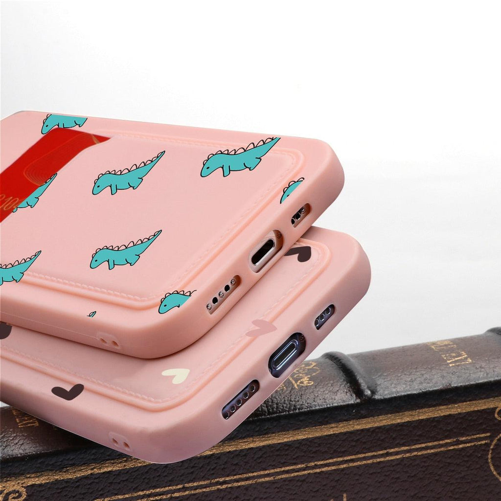 Charming Silicone Soft Anti-Scratch Cases For iPhone 13 Pro Max Case Silicone Wallet Card Holder Cover For iPhone 13 Mini 13ProMax 13Pro Flower Butterfly Beautiful Design Card Holder iPhone Case Stevvex
