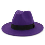 Black Fedora Hat Unisex Wide Brim Hat Autumn Winter Fedora Hat Wide Cap Winter Wool Classic Hat Men Elegant Gentleman Hat For Party Stevvex
