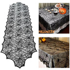 Halloween Decoration Lace Spider Web Skeleton Skull Tablecloth Black Fireplace Mantel Scarf Event Party Decoration Supplies Lootquake LLC