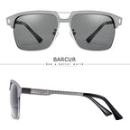 BARCUR Polarized Men’s Sunglasses – Fashionable Square Stainless Steel Frame UV400 Protection Anti-Reflective Outdoor Sports & Driving Eyewear – Original Design Casual Style with Premium Polycarbonate Lenses