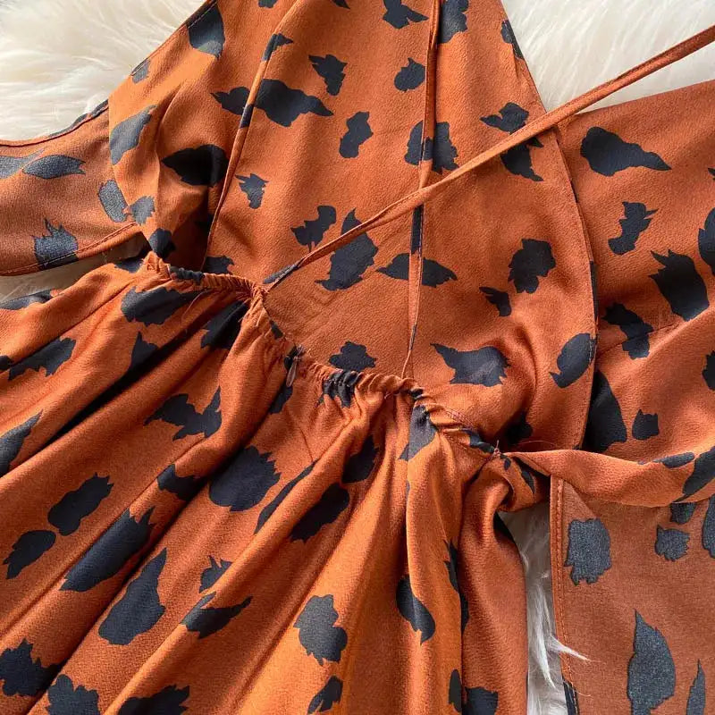 Neploe Vintage Print Holiday Long Dress Women High Waist Hip A Line Vestidos Summer 2025 New V Neck Sleeveless Camis Robe Slim