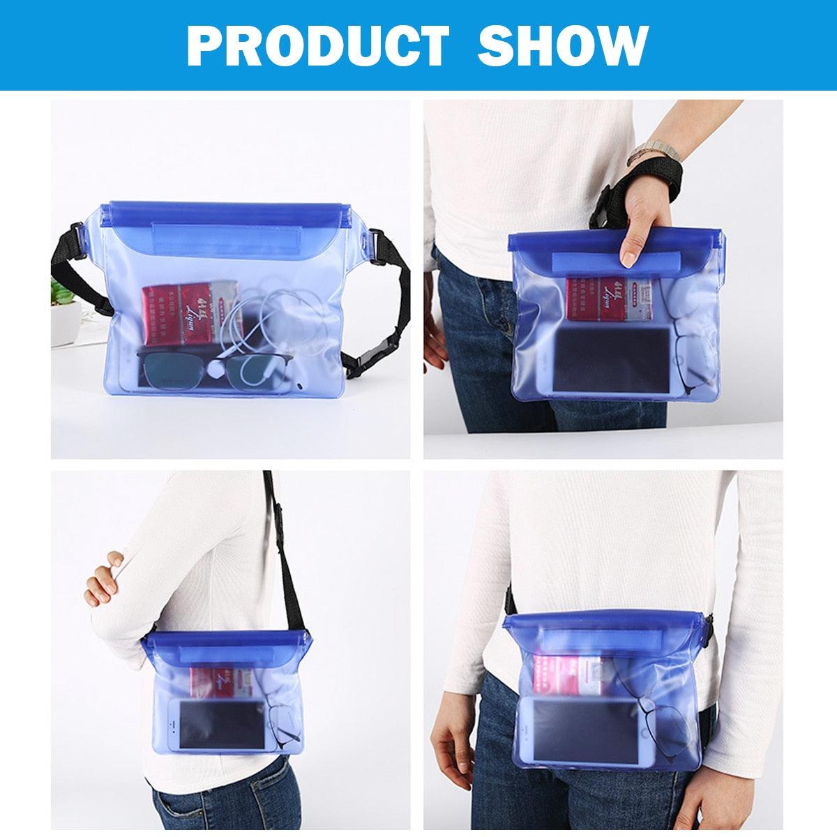 Waterproof Swimming Bag 3 Layers Water Proof Diving Beach Shoulder Waist Bag Underwater Mobile Phone Bag Case Waterproof Bag With Adjustable Waist Belt Comfortable Case For Phone Stevvex
