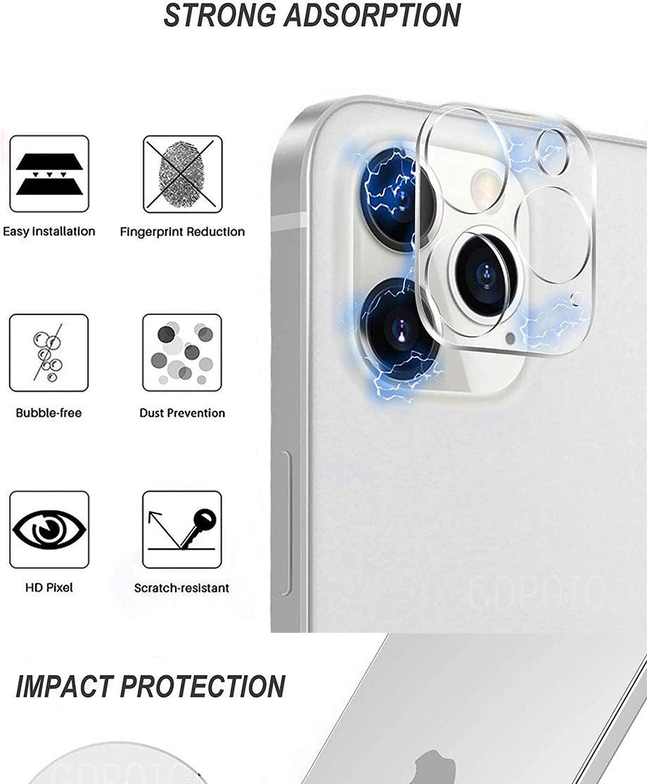 4Pcs Camera Lens Glass Protector on For iPhone 11 12 13 14 Pro Max Tempered Glass For iPhone 14 Plus 12 13 Mini Camera Protector Ultra Thin Transparent Camera Lens Cover Stevvex