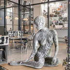Metal Decoration Stainless Steel Sitting Woman Sculpture