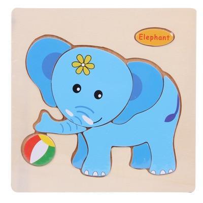 Baby Toys Wooden 3D Puzzle Cartoon Animal Intelligence Kids Educational Brain Teaser Children Tangram Shapes Learning - SJB-DIAMOND ELITES