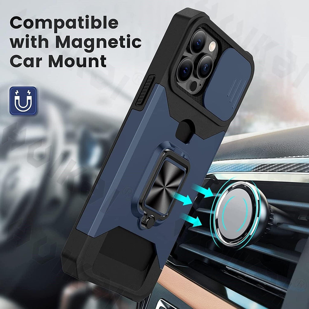 Slide Camera Cover Kickstand Card Wallet Case for iPhone11 X XS 8  Shockproof Protective Phone Case  Wallet Case for iPhone With Sliding Camera Case With Kickstand Magnetic Adjustable Ring Holder Stevvex