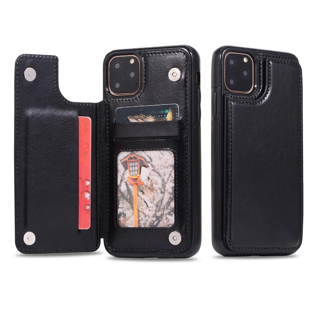Luxury Leather Cover For iPhone 14 12 13 Mini 11 Pro XR XS Max 6 6s 7 8 Plus 5 5s Wallet Phone Card Slot Flip PU Leather Kickstand Card Slots Case Double Magnetic Clasp Durable Shockproof Cover For iPhone Stevvex