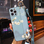 Ultra Luxury Case Cute Flower Design with Ring Kickstand Soft Crossbody Phone Cover for iPhone 13 14 Pro Max Case Fashion Crossbody Shoulder Strap Flower Leaf Phone Holder Cover for iPhone 12 11 X XR XS 7 8 Plus Stevvex