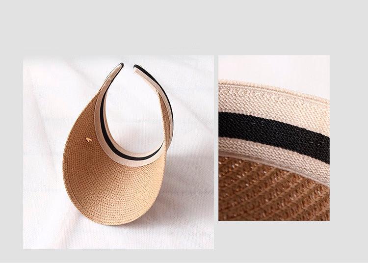 Vintage Women's Sun Hats Handmade Straw Visor Caps Fashionable Adult Sun Beach Top Hats Cute Bowknot Design Fashion Summer Women's Casual Caps Straw Hats Parent-Child Summer Hat Empty Top Beach Hat Stevvex