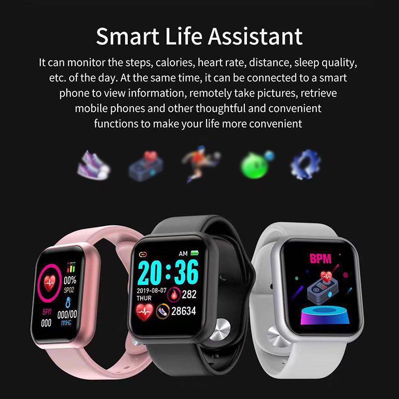 Elegant Popular Smart Watch For Women and Men D20 Pro Men Smartwatch for IOS and Android Sistems With Heart Rate Monitor Blood Pressure Sports Tracker Wristband - SJB-DIAMOND ELITES