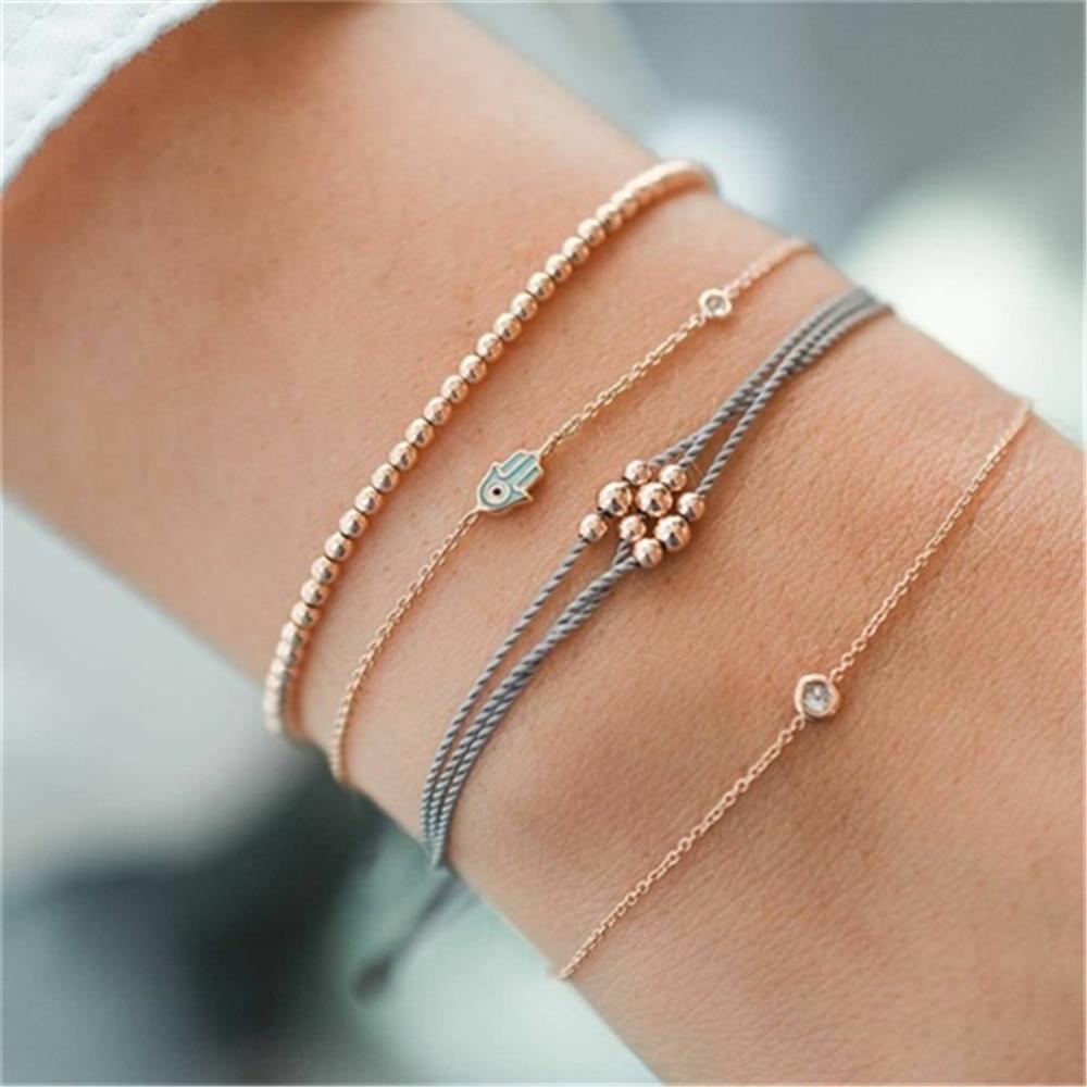 Fashion Bohemia Leaf Round Knot Cuff Bangle Gold Chain Charm Bracelet  for Women Simple Geometric Bracelets Luxury Jewelry - SJB-DIAMOND ELITES