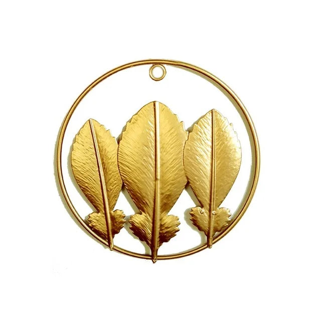 Ginkgo Leaf Metal Wall Decor Pendants Wrought Iron Wall Hanging Ornament Retro Nordic Room Decor Home Decoration Accessories Pi-Mart