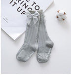 Non-slip Cotton Princess Knee High Long Skin-friendly Socks With Bow Mesh Newborn For Baby Girls Stevvex