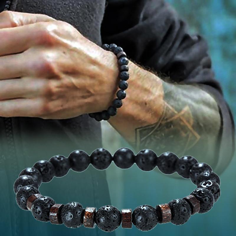 Lava Stone Men Wrist  Bracelet Natural Moonstone Bead Tibetan  Chakra Diffuser Bracelets For Men Jewelry Cool Gifts - SJB-DIAMOND ELITES