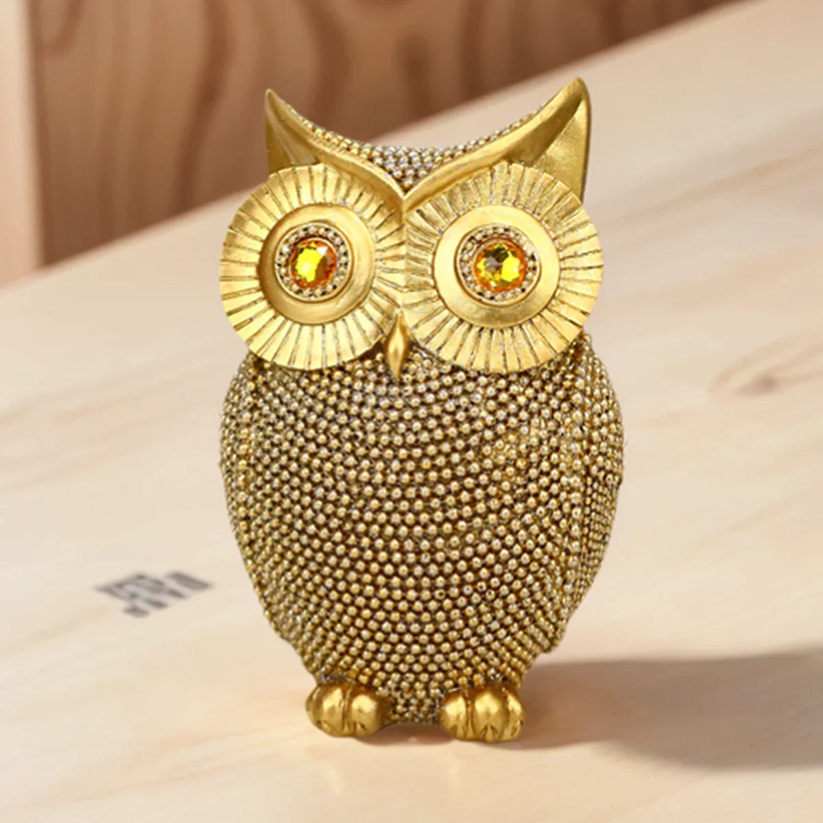 Modern Home Decor Sculpture Unique Sparkling Golden Owl Figurine Resin Statue for Office Living Room Desktop Ornaments Lootquake LLC