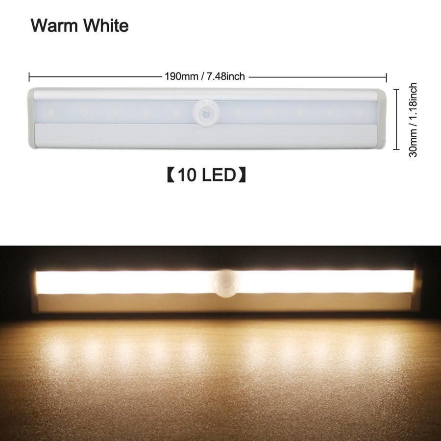 STEVVEX 6/10 LEDs PIR  with Motion Sensor Light for Cupboard, Wardrobe, Bed Lamp LED Under Cabinet Night Light For Closet Stairs Kitchen and multifunctional - SJB-DIAMOND ELITES