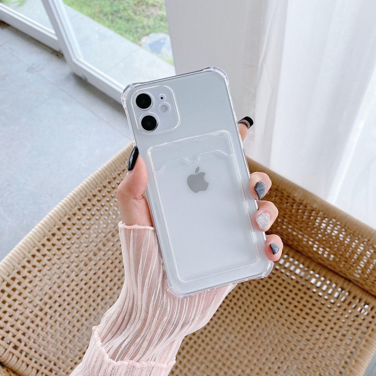 Transparent Wallet Case For iPhone 14 13 12 Pro Max Mini  Shockproof Cover with Card Slots Pockets Slim Fit Thin Protective Soft Shock-Absorbing Lightweight Wallet Case Stevvex