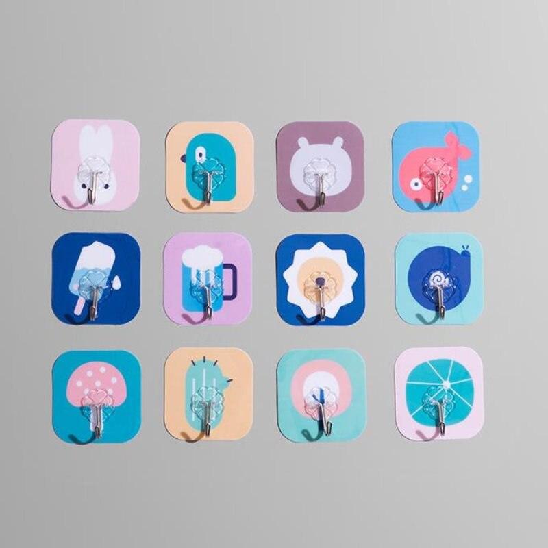 1/5PCS Cartoon Colorful Strong Invisible Anti-skid Hooks Strong Adhesive Door Wall Hangers Kitchen Bathroom Accessories Adhesive Stronger Wall Hook for Kitchen Hanging Wall Hooks for Bathroom Stevvex