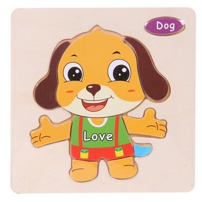 Baby Toys Wooden 3D Puzzle Cartoon Animal Intelligence Kids Educational Brain Teaser Children Tangram Shapes Learning - SJB-DIAMOND ELITES
