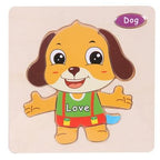 Baby Toys Wooden 3D Puzzle Cartoon Animal Intelligence Kids Educational Brain Teaser Children Tangram Shapes Learning - SJB-DIAMOND ELITES