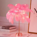 STEVVEX Feather Table Lamp USB Rechargeable Tree Shape LED Lights Decorative Flashing Lamp Night Light Lamps For Bedroom - SJB-DIAMOND ELITES