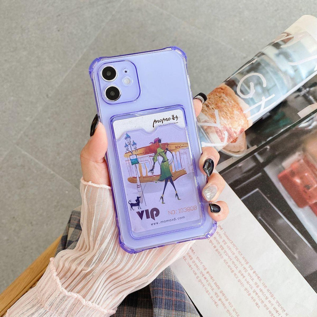 Transparent Wallet Case For iPhone 14 13 12 Pro Max Mini  Shockproof Cover with Card Slots Pockets Slim Fit Thin Protective Soft Shock-Absorbing Lightweight Wallet Case Stevvex