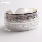 Big Elegant Luxury Amazing Classic Fashion Flower Metal Tibetan Indian Silver Vintage Retro Fashion Cuff Bracelet Bangle For Woman With Details of Animals - SJB-DIAMOND ELITES
