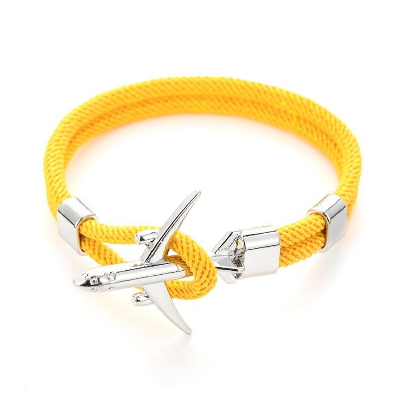 Modern Fashion Airplane Anchor Bracelets Men Charm Rope Chain Paracord Bracelet Women Male Air Force Style Wrap Metal Sport Hook Gift - SJB-DIAMOND ELITES
