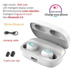 STEVVEX 3500mAh LED Bluetooth Wireless Earphones Headphones Earbuds TWS Touch Control Sport Headset Noise Cancel Earphone Headphone - SJB-DIAMOND ELITES